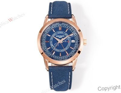 TWF Patek Philippe Complications 40mm Caliber 26-330 SCJSE Movement RG Case Blue Face/Band Watch